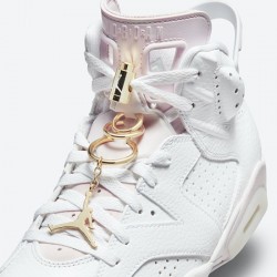 Air Jordan 6 Retro Gold Hoops Blanco Rosa