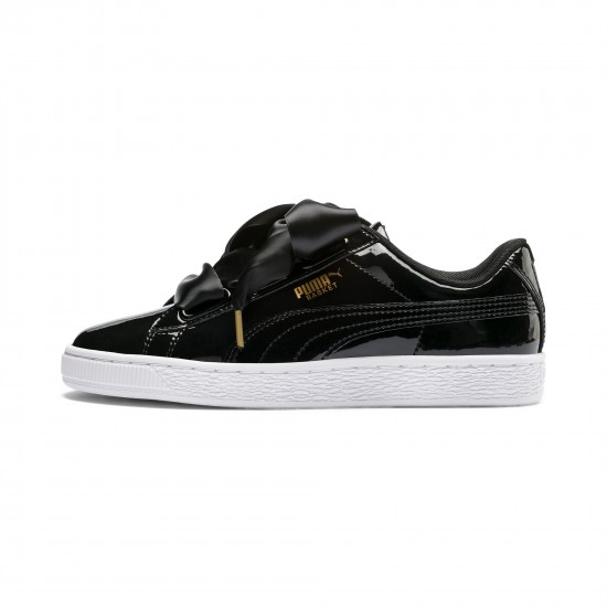 Puma Basket Heart Patent Women's Sneakers Black Puma Basket Heart Patent Women's Sneakers Black