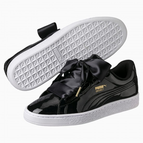 Puma Basket Heart Patent Women's Sneakers Black Puma Basket Heart Patent Women's Sneakers Black
