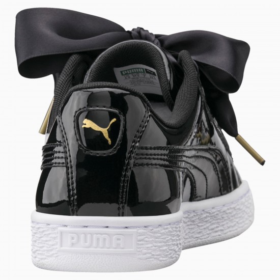 Puma Basket Heart Patent Women's Sneakers Black Puma Basket Heart Patent Women's Sneakers Black