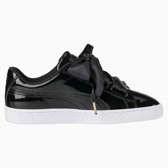 Puma Basket Heart Patent Women's Sneakers Black Puma Basket Heart Patent Women's Sneakers Black